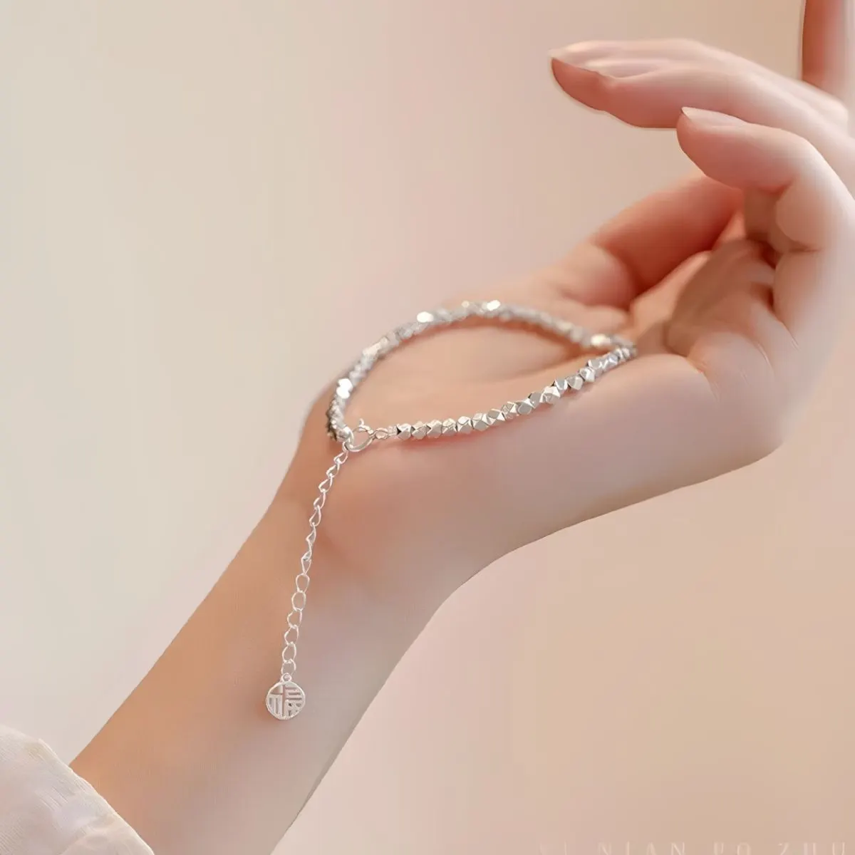 925 Sterling Silver Geometric Chain Adjustable Bracelet